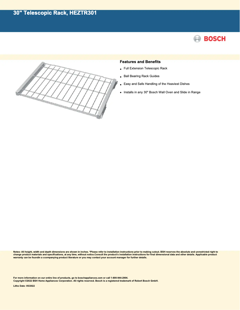 Página 1 del manual Ficha técnica Bosch HEZTR301