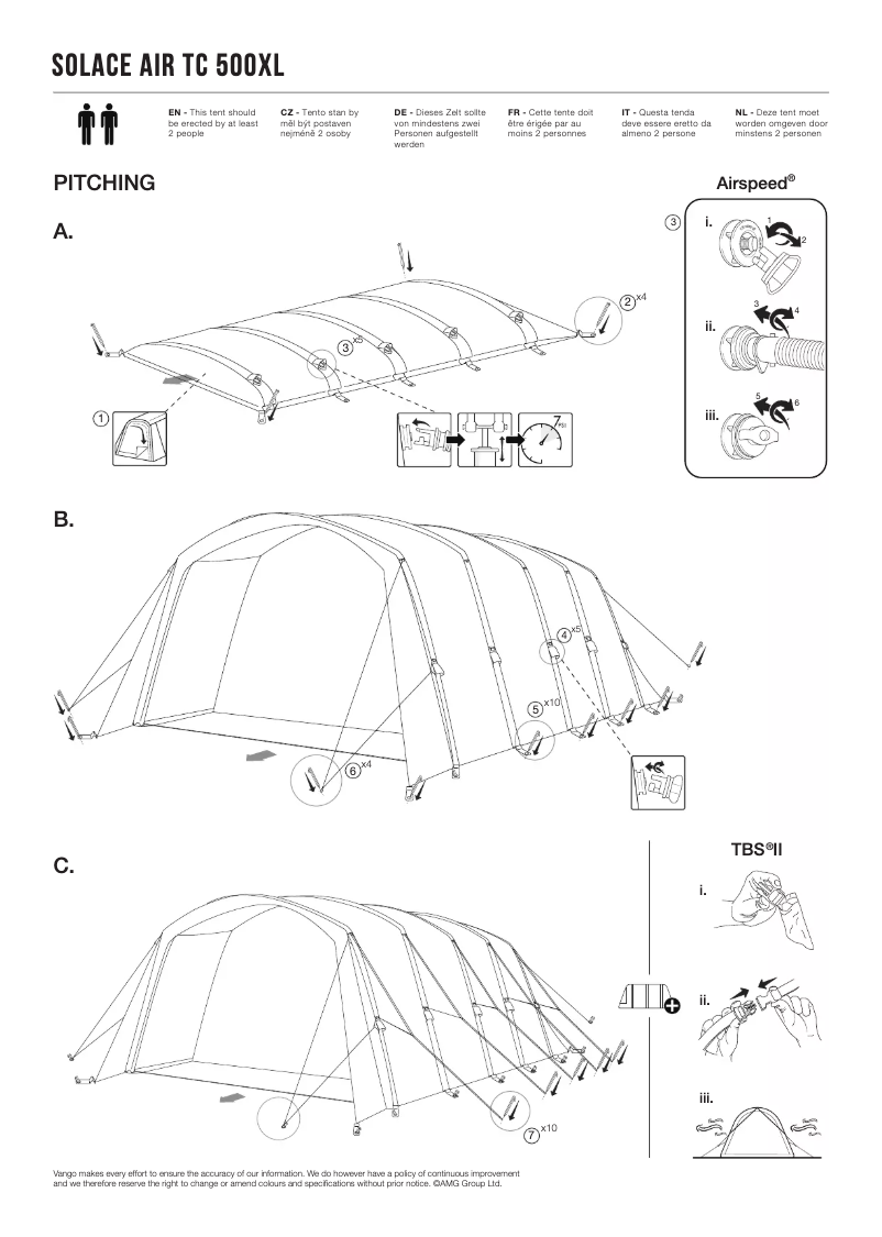 Page n°1 - Manuel utilisateur Vango Solace Air TC 500XL
