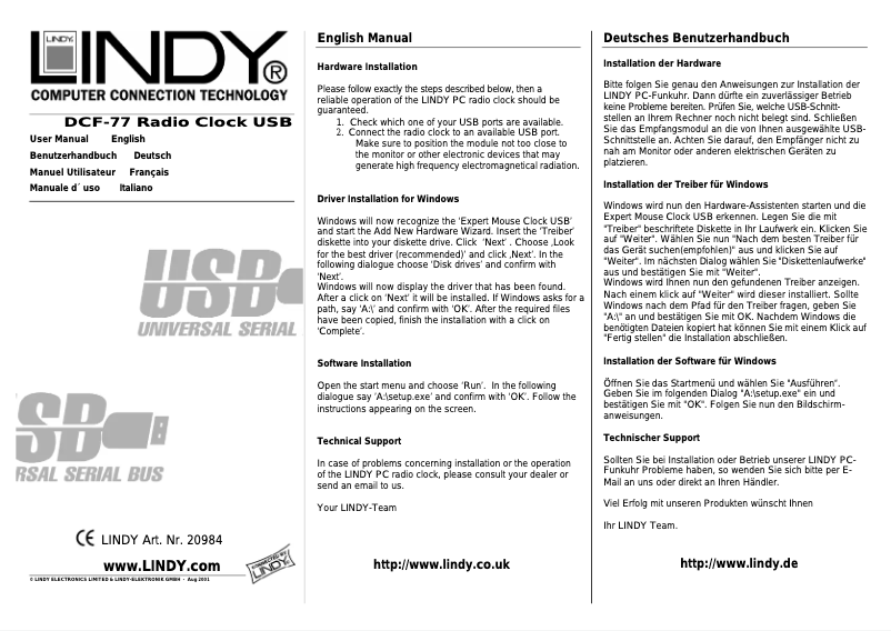 Image de la première page du manuel de l'appareil DCF-77