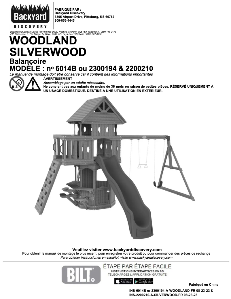 Page 1 de la notice Manuel utilisateur Backyard Discovery Woodland