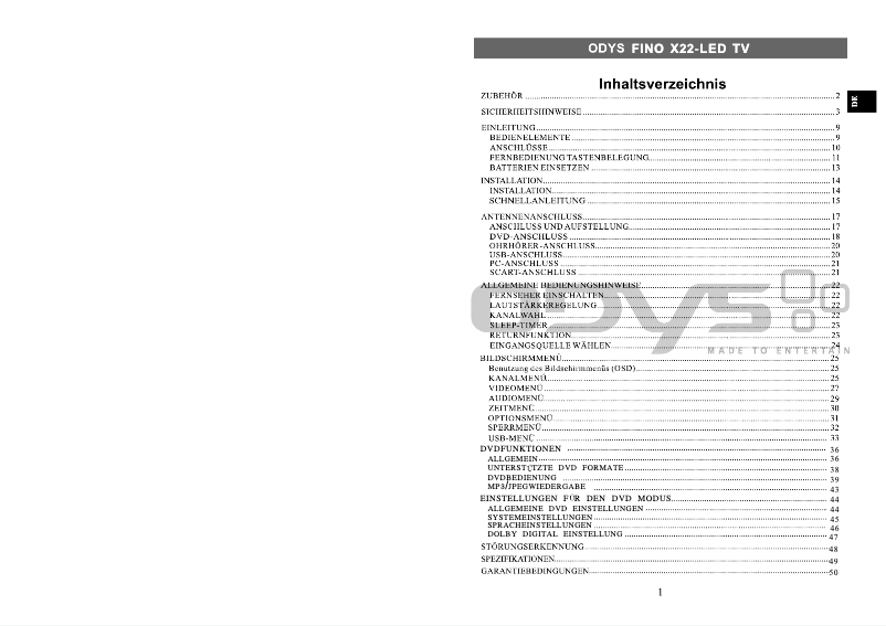 Page 1 de la notice Manuel utilisateur Odys Fino X22