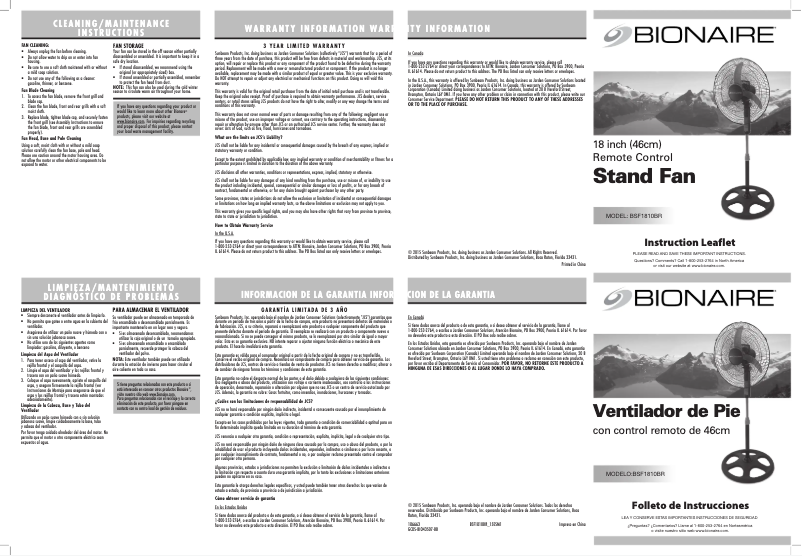 Imagen de la primera página del manual del dispositivo BSF1810BR