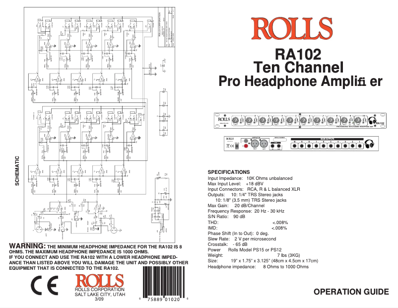 Page 1 of the manual User Manual Rolls RA102