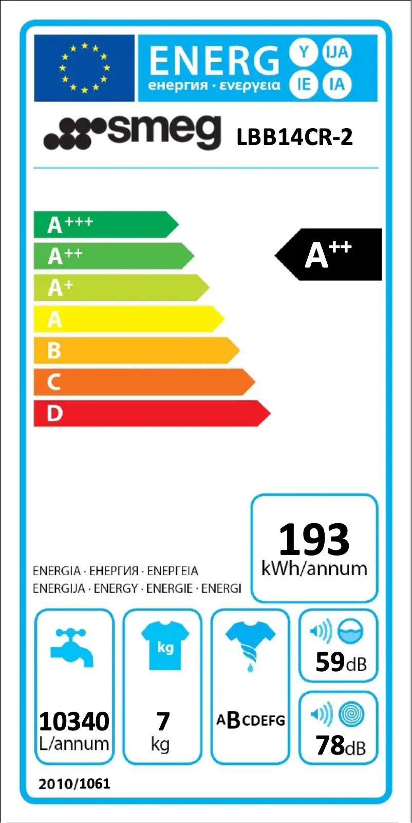 Page n°1 - Label énergétique Smeg LBB14CR-2