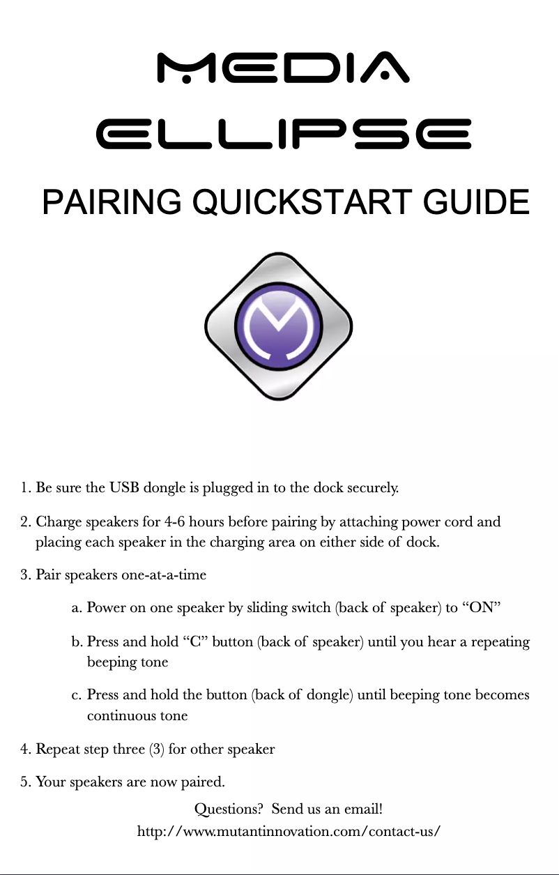 Page 1 de la notice Manuel utilisateur Mutant Media Ellipse