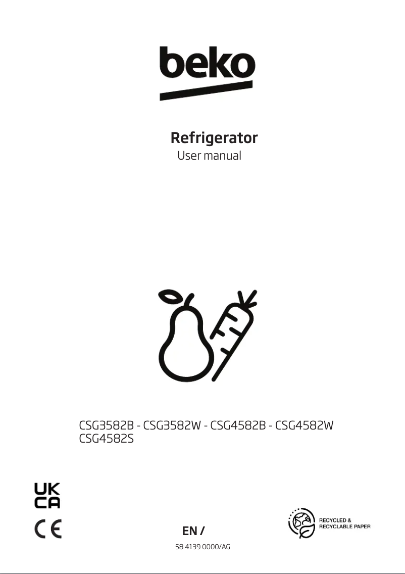 Page n°1 - Manuel utilisateur Beko CSG4582W
