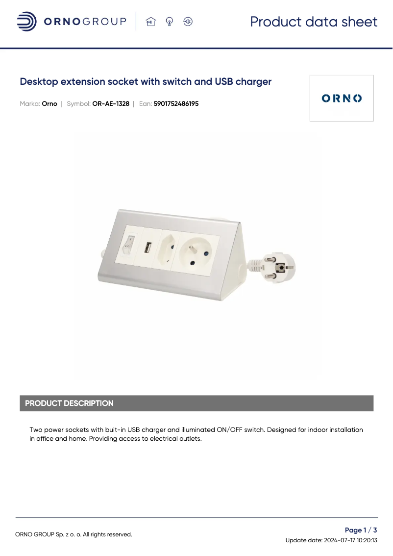 Image de la première page du manuel de l'appareil OR-AE-1328