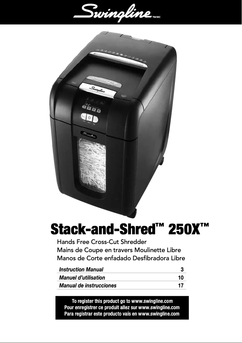 Page 1 de la notice Manuel utilisateur Acco Swingline Stack-and-Shred 250X