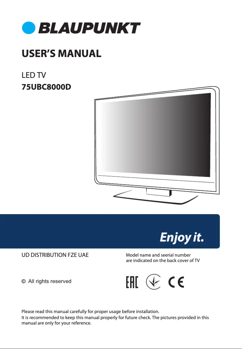 Página 1 del manual Manual de usuario Blaupunkt 75UBC8000D