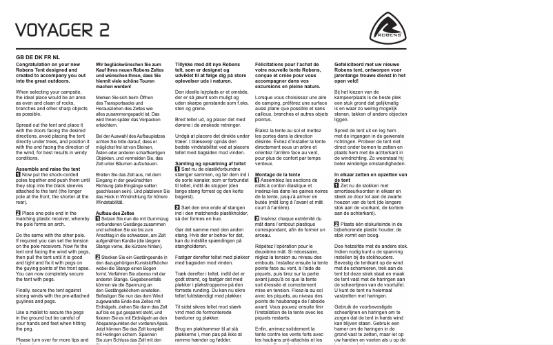 Image de la première page du manuel de l'appareil Voyager 2