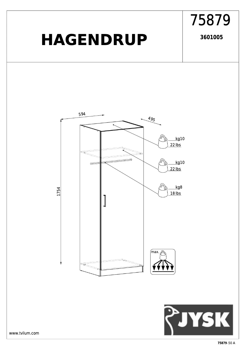 Página 1 del manual Manual de usuario JYSK Hagendrup (60x175x50)