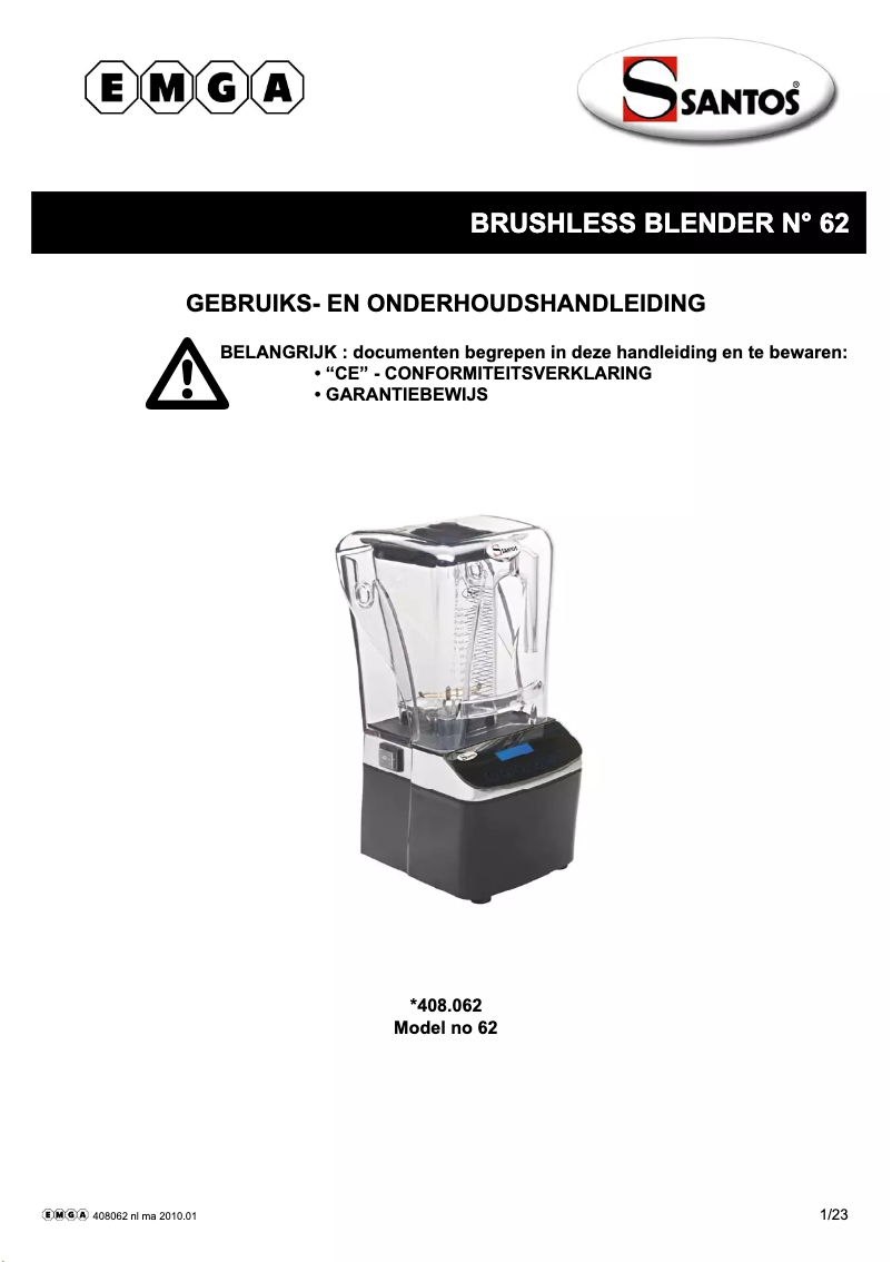 Page 1 de la notice Manuel utilisateur Santos N° 62