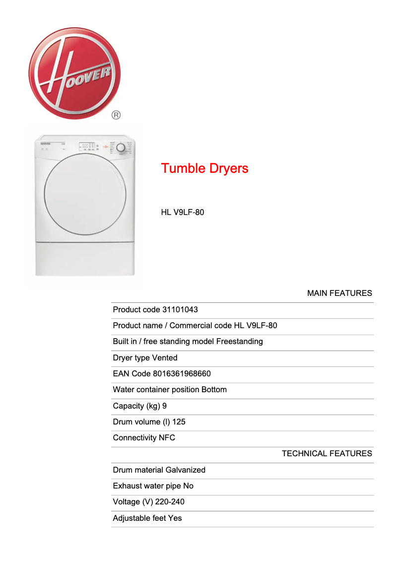 Image de la première page du manuel de l'appareil HL V9LF-80