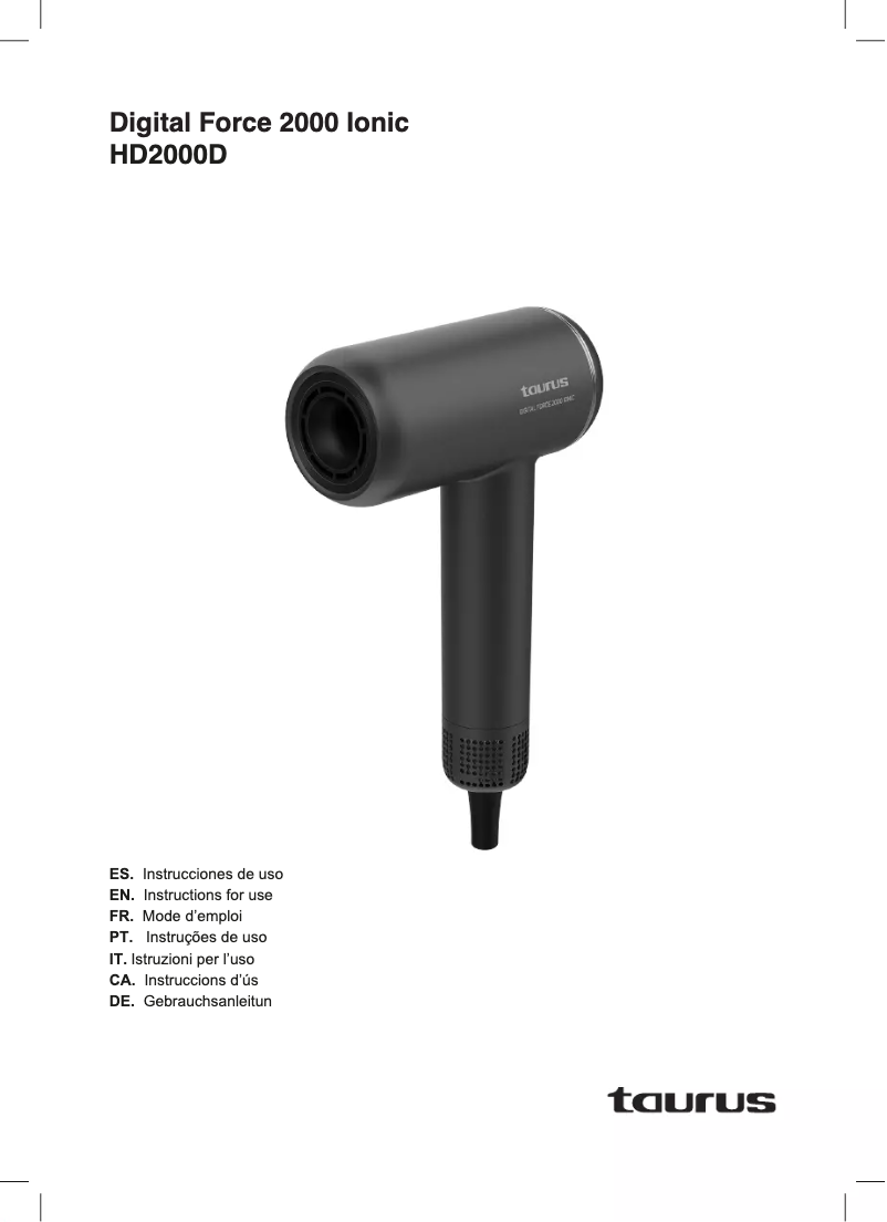 Page n°1 - Manuel utilisateur Taurus Digital Force 2000 Ionic