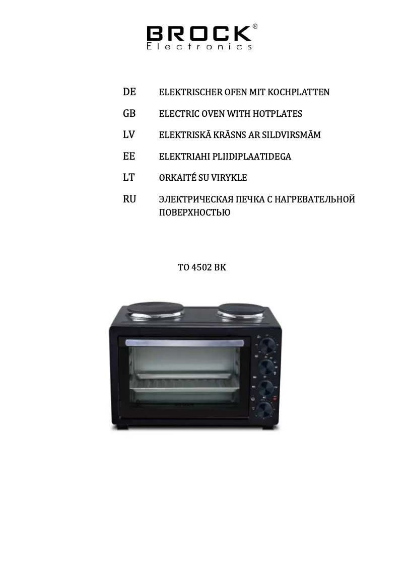 Página 1 del manual Manual de usuario Brock TO 4502 BK