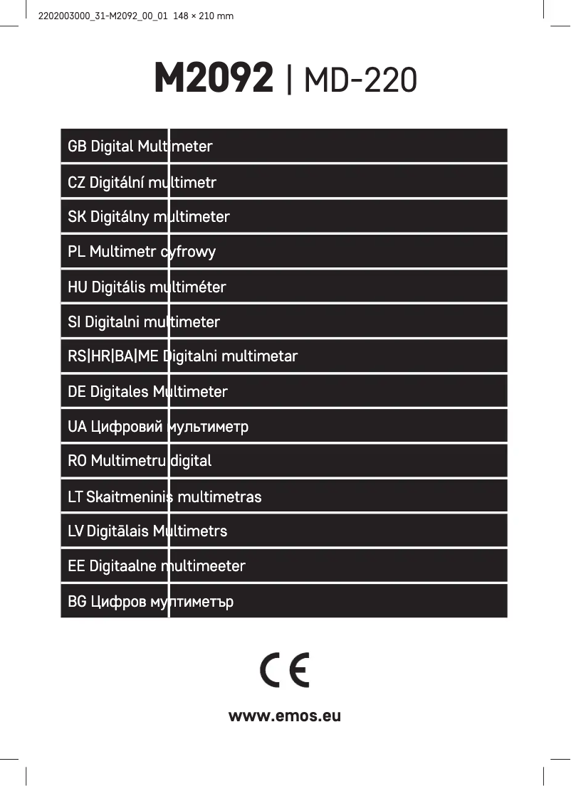 Image de la première page du manuel de l'appareil M2092