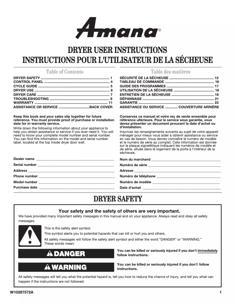 Página 1 del manual Manual de usuario Amana NED5100TQ