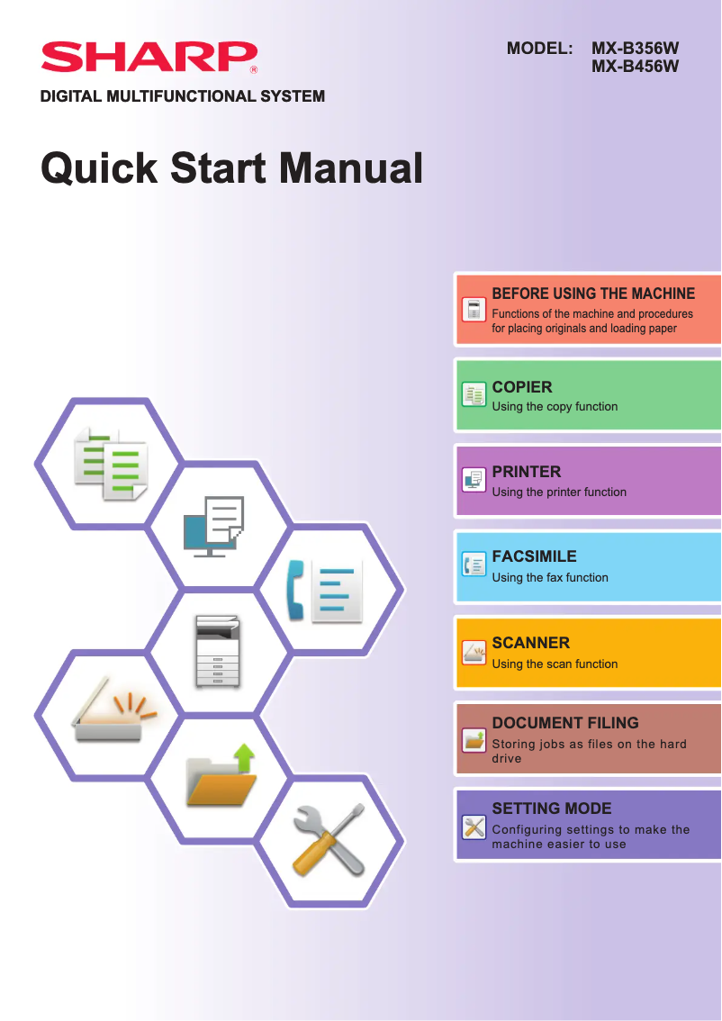 Page n°1 - Guide de démarrage rapide Sharp MX-B356WH