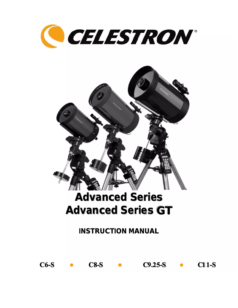 Page n°1 - Manuel utilisateur Celestron C9 1/4-SGT (XLT) Computerized