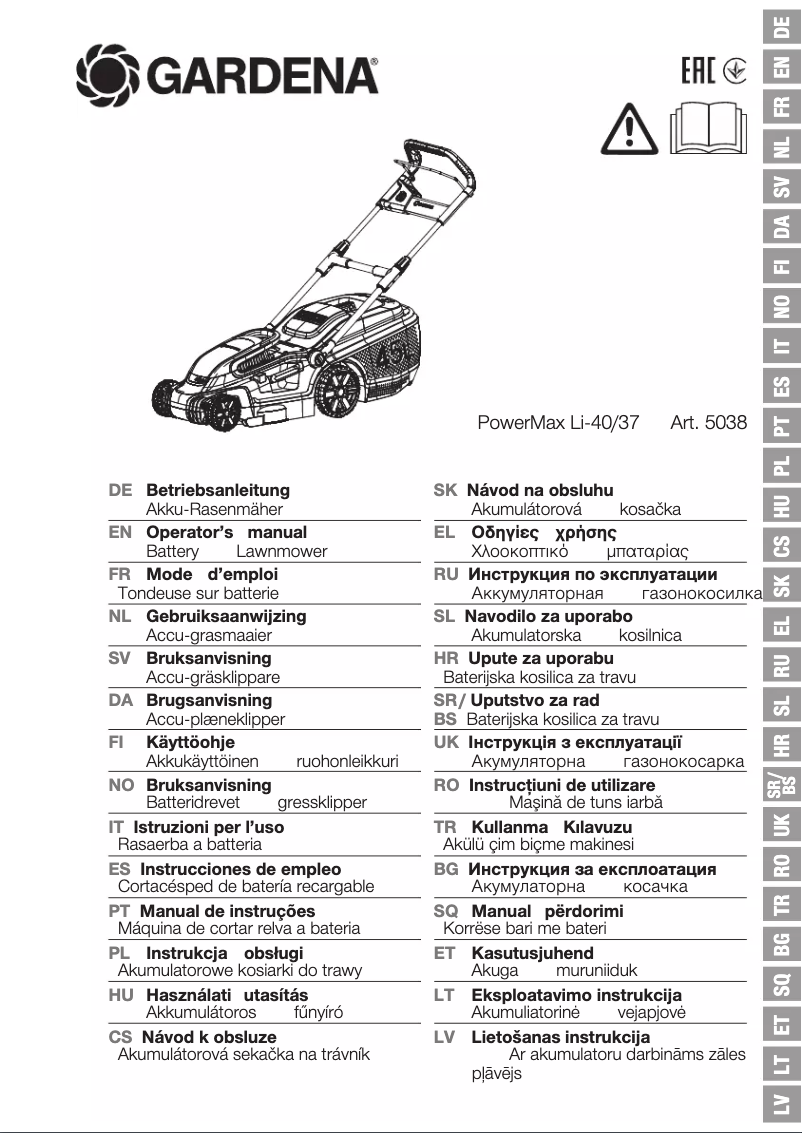 Page 1 de la notice Manuel utilisateur Gardena PowerMax Li-40/37