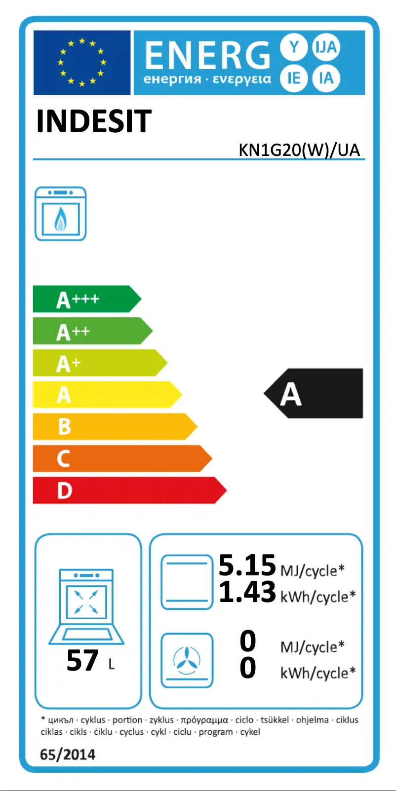 Page n°1 - Label énergétique Indesit KN1G20(W)/UA