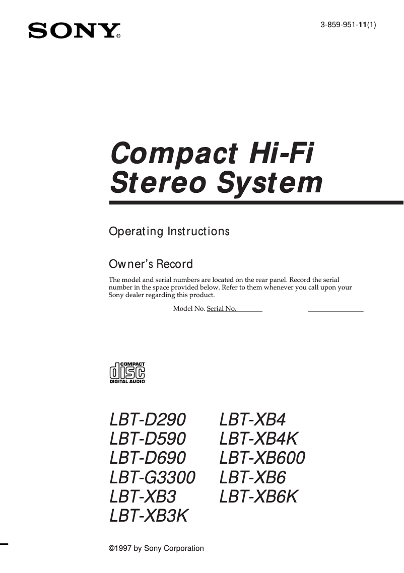 Image de la première page du manuel de l'appareil LBT-XB3K