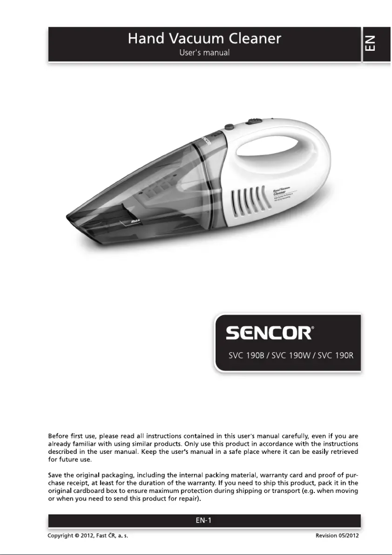 Page 1 de la notice Manuel utilisateur Sencor SVC 190W