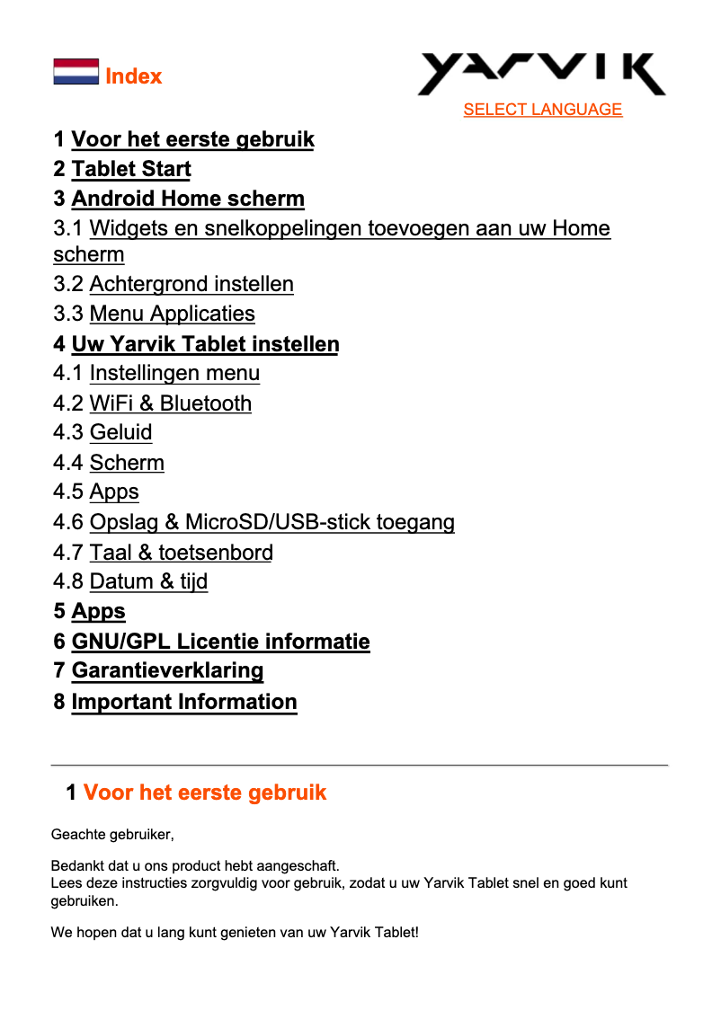 Image de la première page du manuel de l'appareil Luna TAB07-100