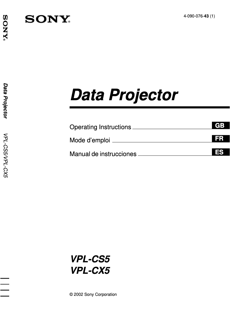 Image de la première page du manuel de l'appareil VPL-CS5