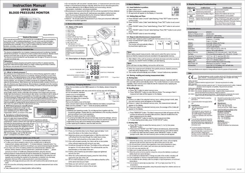 Page 1 of the manual User Manual Cresta BPM701