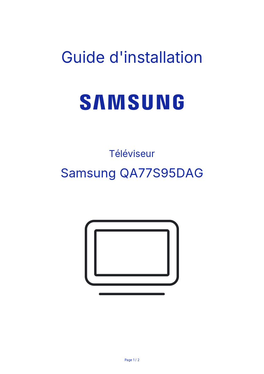 Page n°1 - Guide d'installation Samsung QA77S95DAG