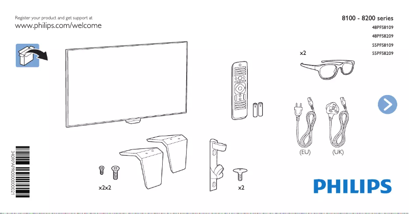 Page 1 de la notice Guide de démarrage rapide Philips 8100 series 48PFS8109