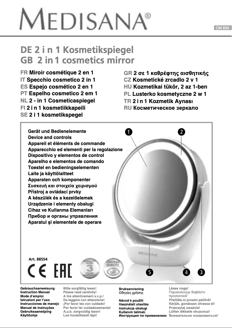 Image de la première page du manuel de l'appareil CM 835