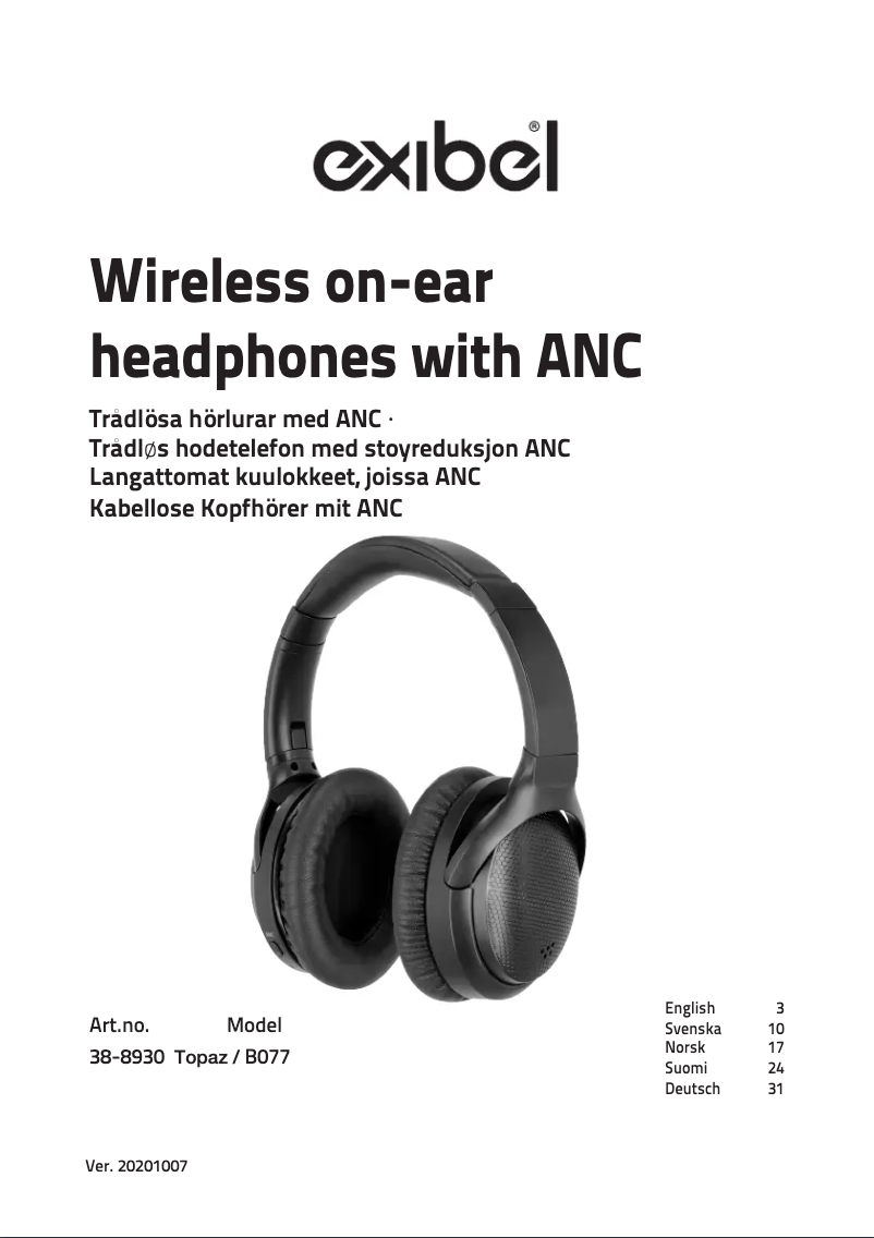 Page 1 de la notice Manuel utilisateur Exibel Topaz B077