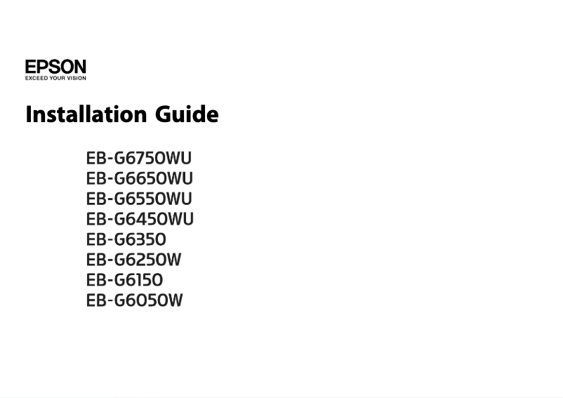 Page n°1 - Guide d'installation Epson EB-G6450WU