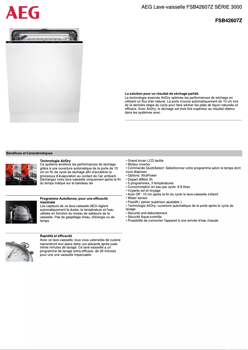 Página 1 del manual Ficha técnica AEG FSB42607Z