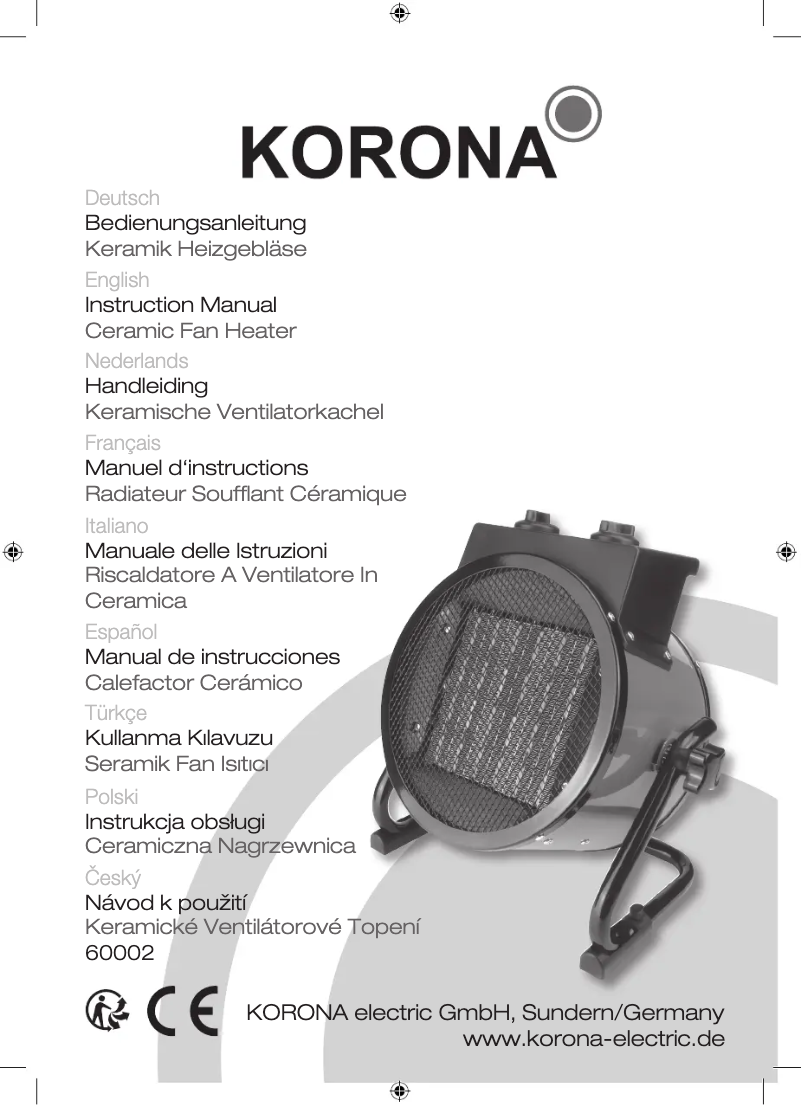 Page 1 de la notice Manuel utilisateur Korona 60002 Keramik