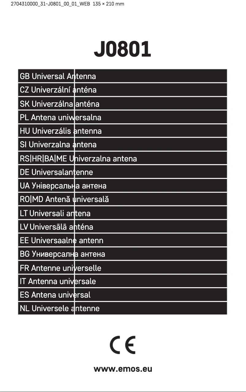Image de la première page du manuel de l'appareil J0801