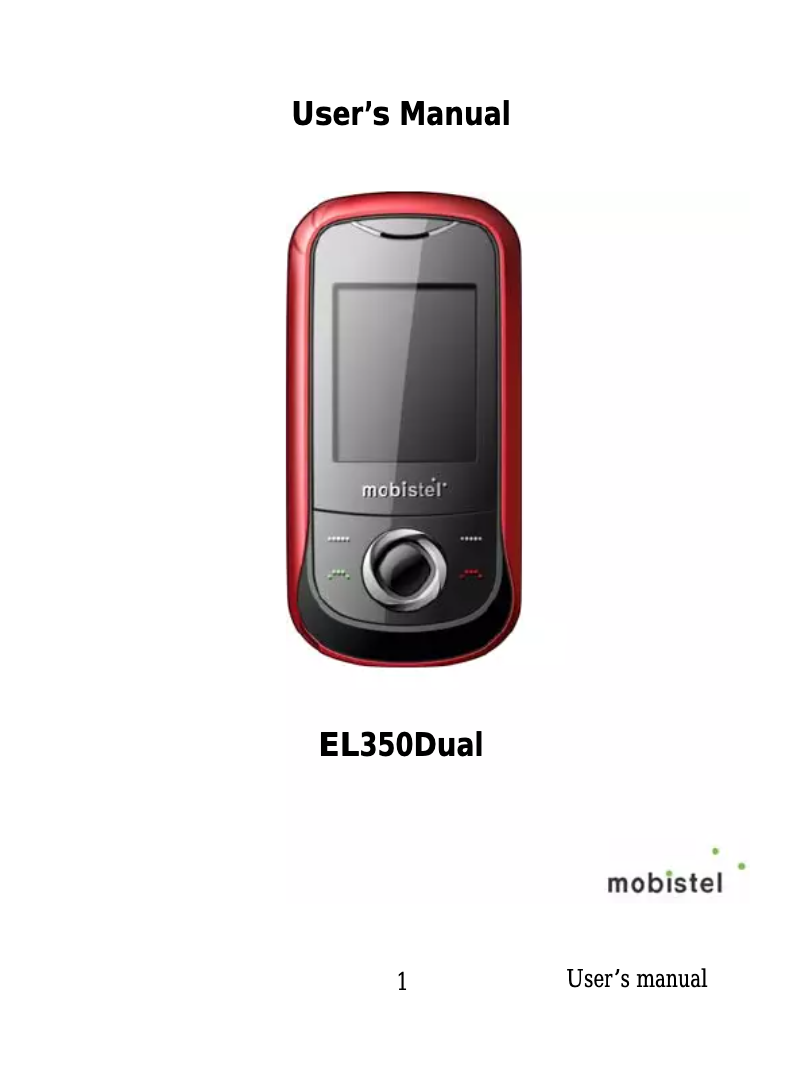 Page n°1 - Manuel utilisateur Mobistel EL350Dual