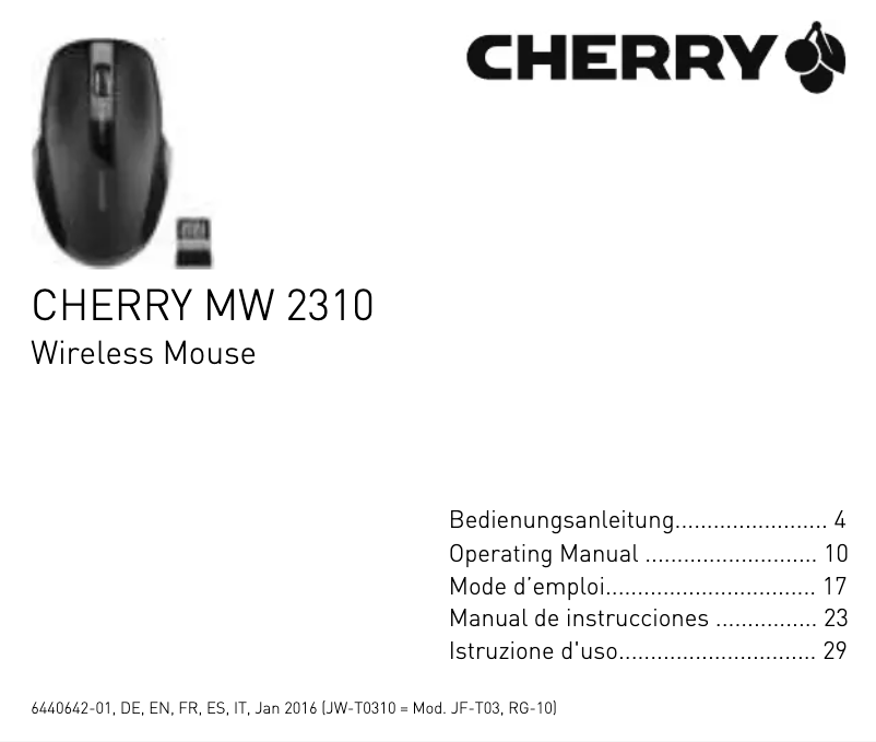 Page 1 de la notice Manuel utilisateur Cherry MW 2310