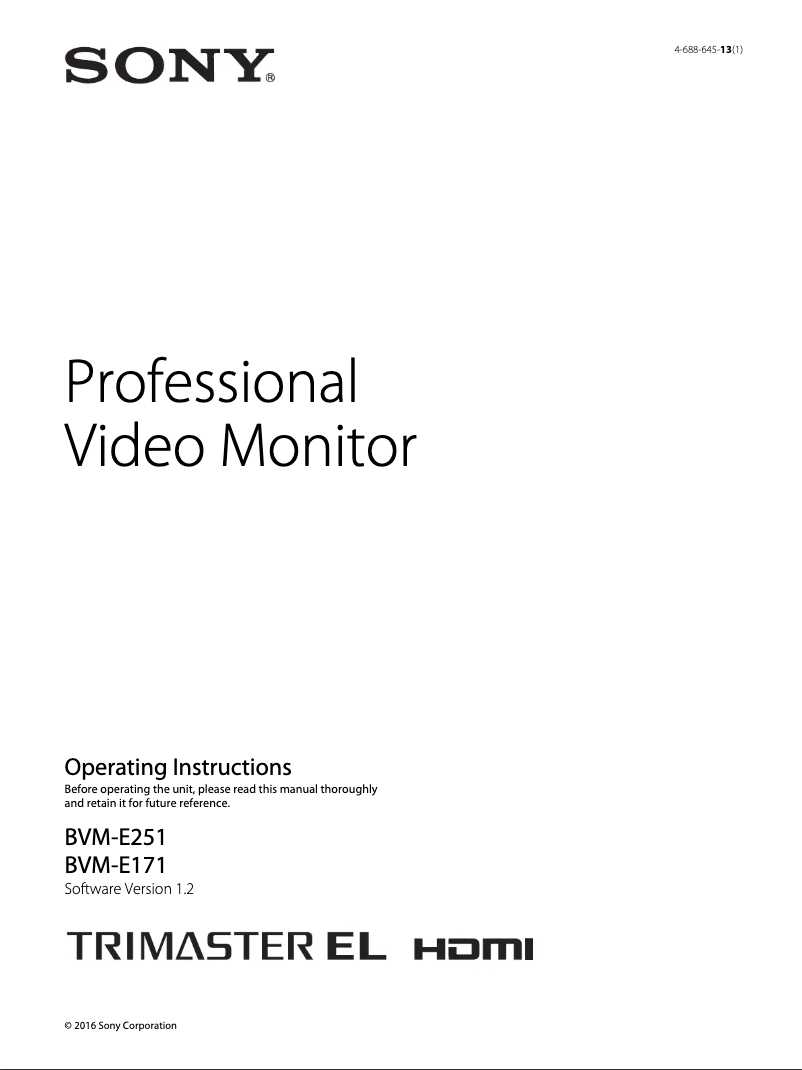 Página 1 del manual Manual de usuario Sony Trimaster BVM-E171