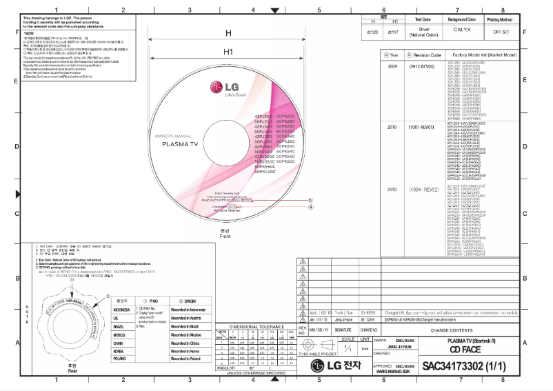 Page n°1 - Manuel utilisateur LG 50PK550
