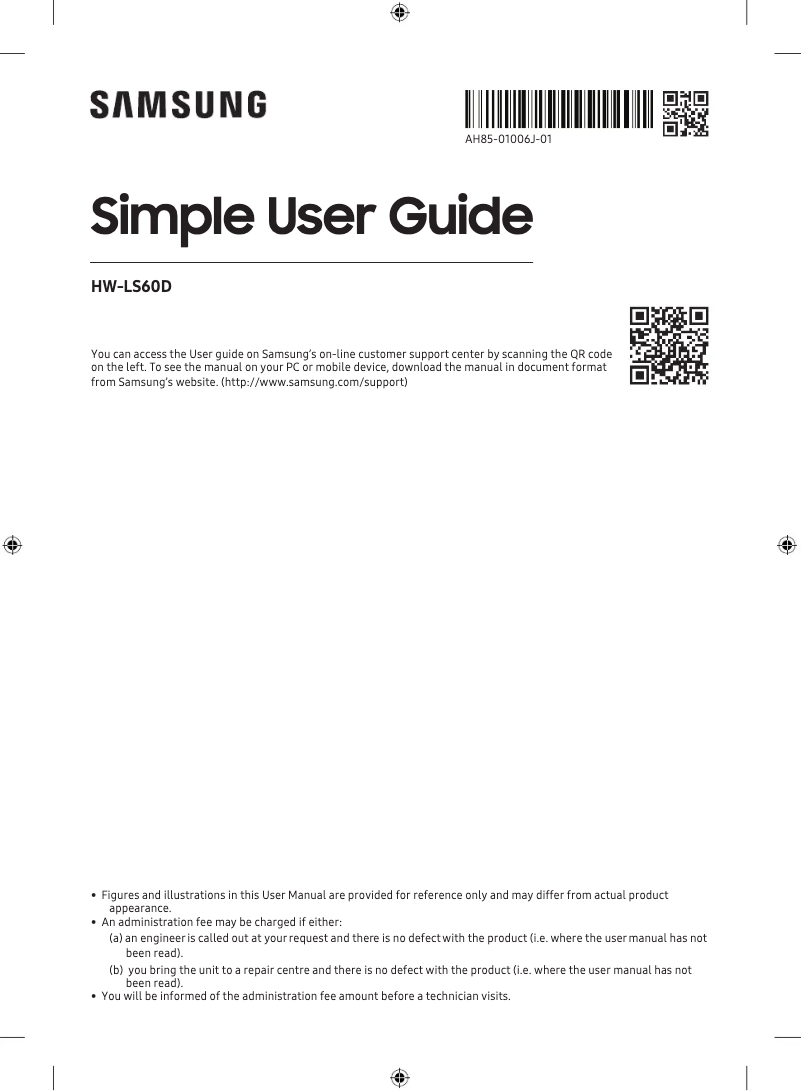 Page 1 de la notice Manuel utilisateur Samsung HW-LS60D