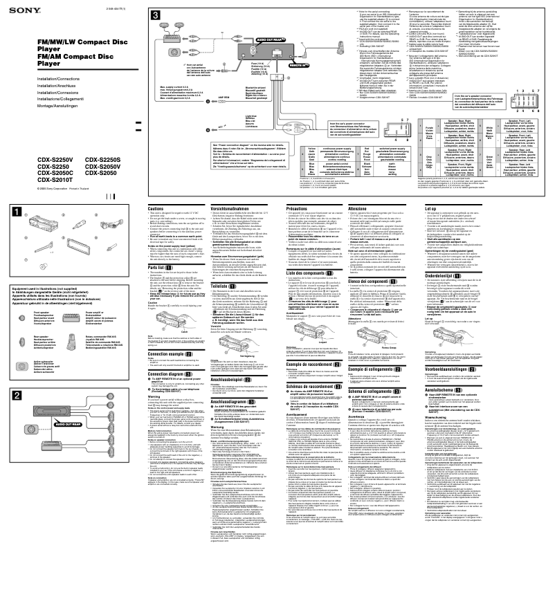 Page n°1 - Guide d'installation Sony CDX-S2250S