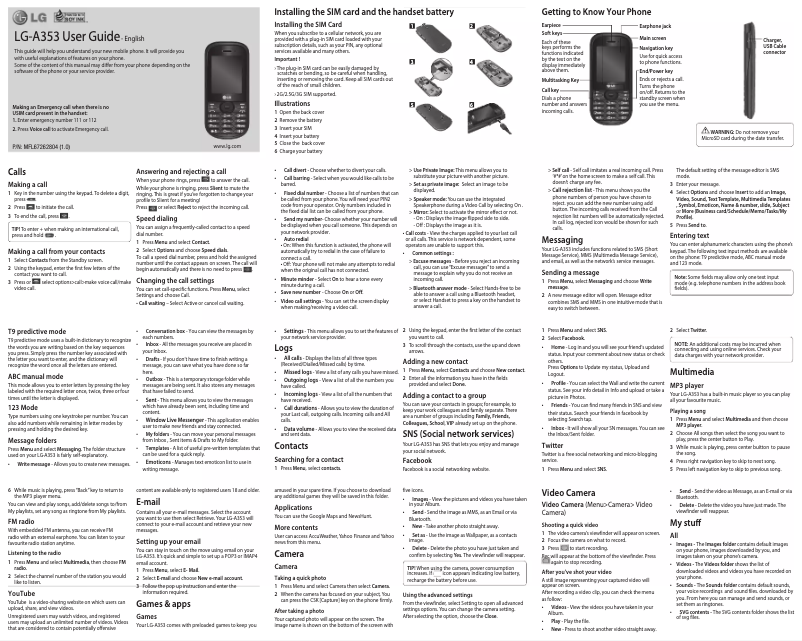 Page n°1 - Manuel utilisateur LG A353