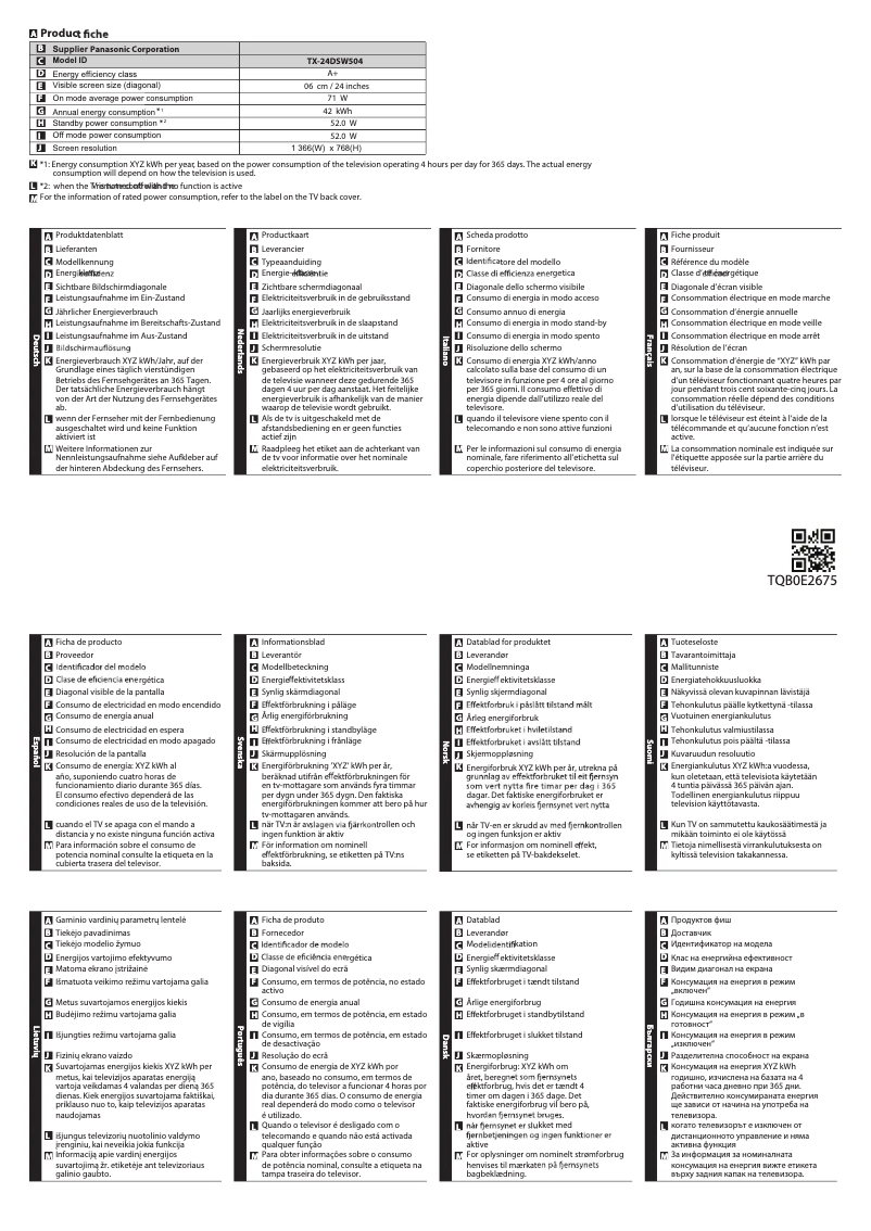 Image de la première page du manuel de l'appareil TX-24DSW504