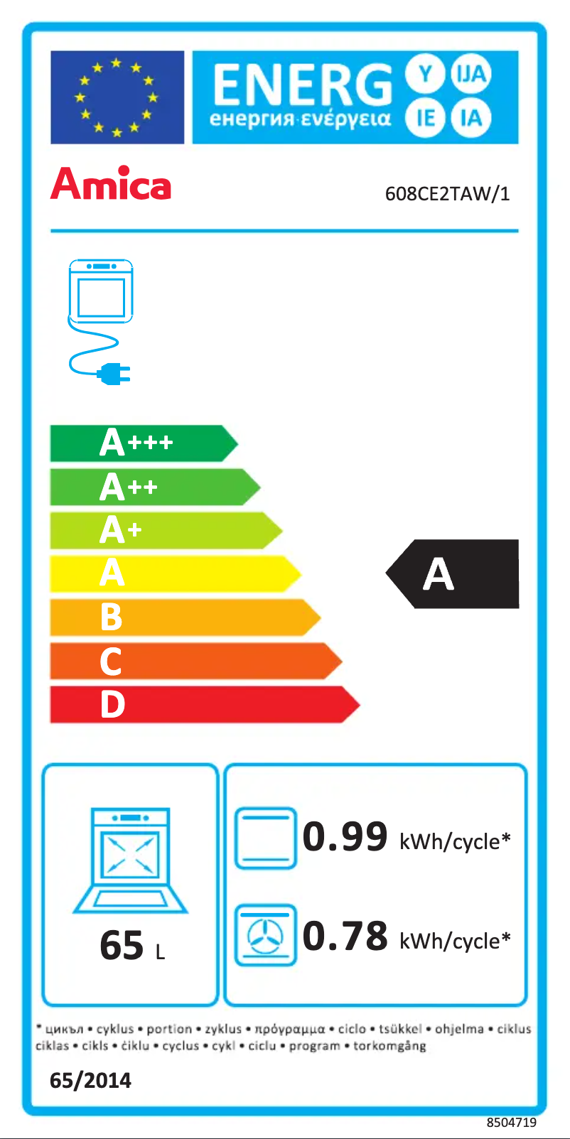 Page n°1 - Label énergétique Amica 608CE2Ta(W)