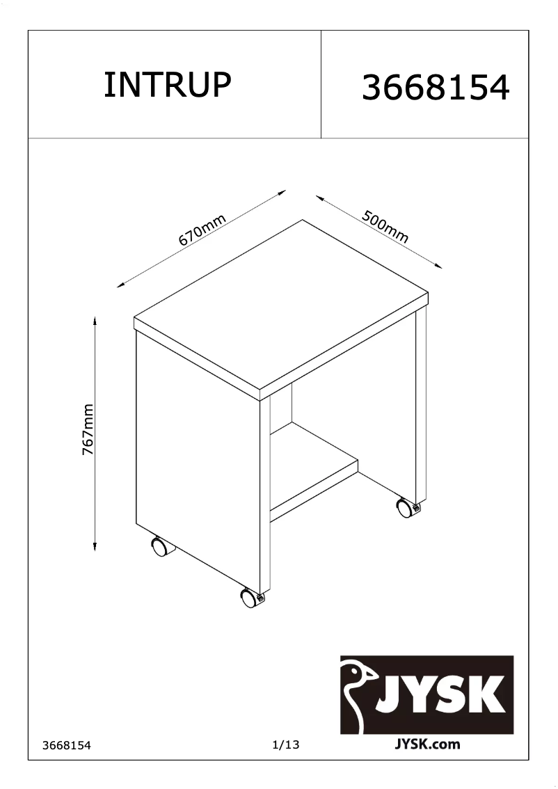 Page 1 de la notice Manuel utilisateur JYSK Intrup (67x77x50)