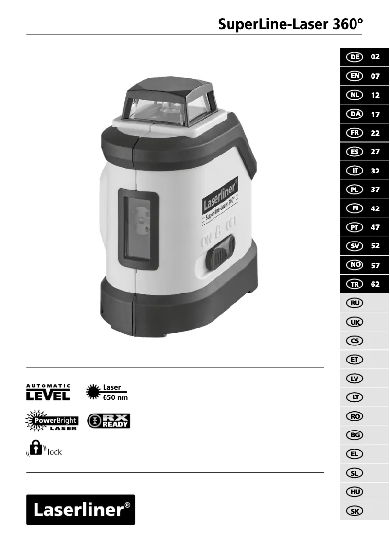 Page 1 de la notice Manuel utilisateur Laserliner SuperLine-Laser RX30