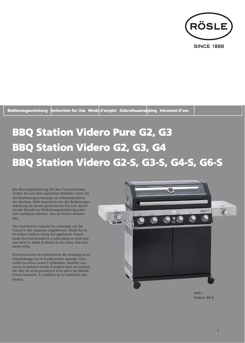 Página 1 del manual Manual de usuario Rösle Videro G2-S Vario